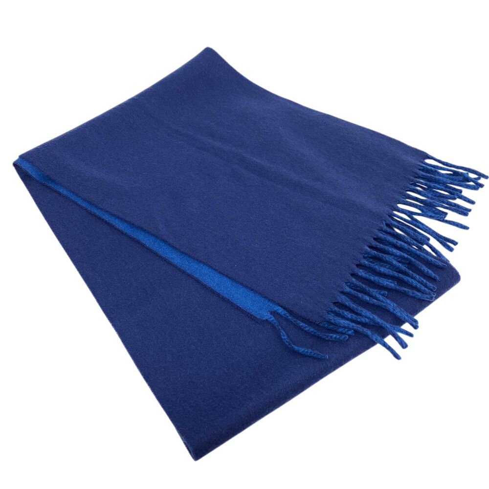Hermes Evelyne Logo Reversible Cashmere Scarf Blue — view 3