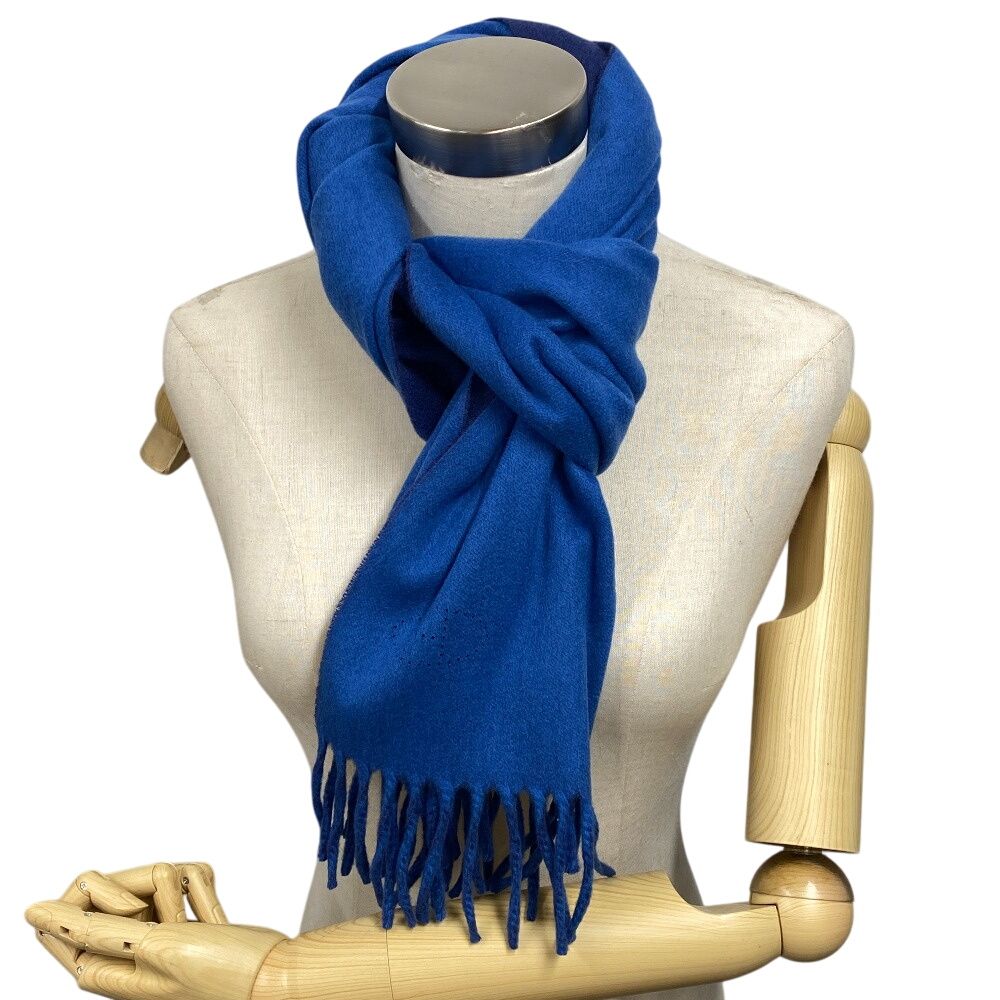 Hermes Evelyne Logo Reversible Cashmere Scarf Blue — view 8