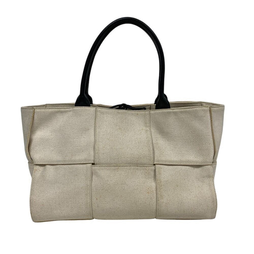 Bottega Veneta the Arco Tote Canvas Handbag Ivory