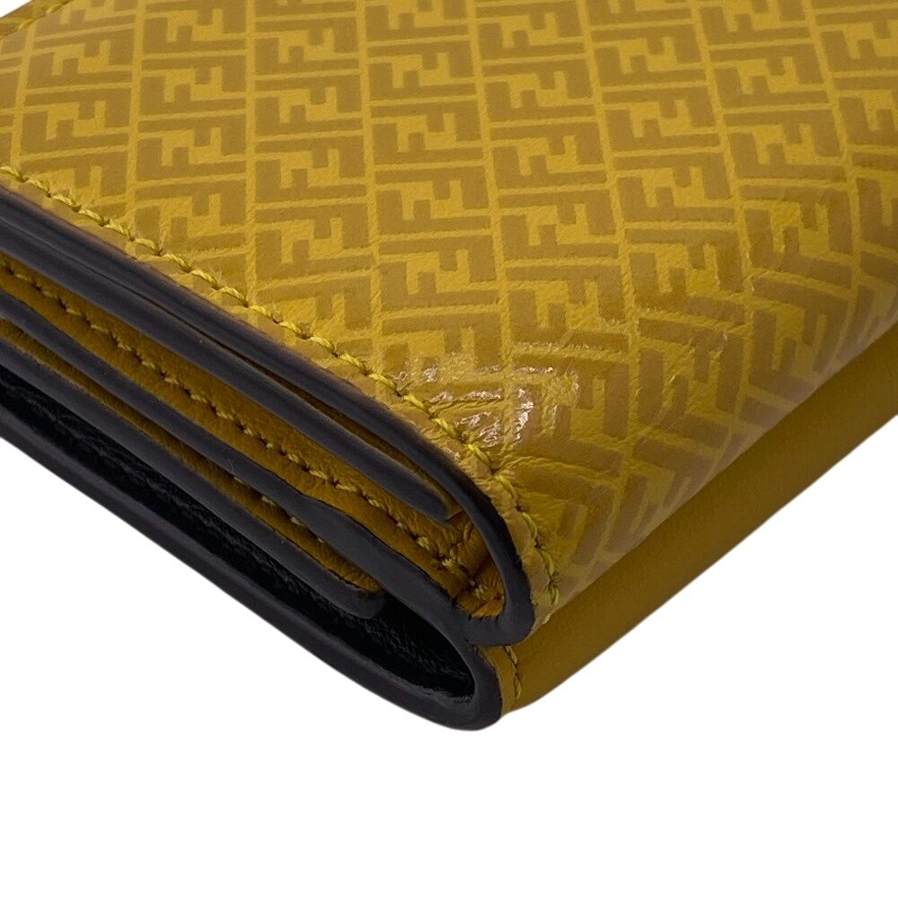 Fendi Compact Wallet FF Logo Leather Trifold Yellow — view 3