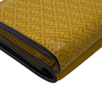 Fendi Compact Wallet FF Logo Leather Trifold Yellow — view 3