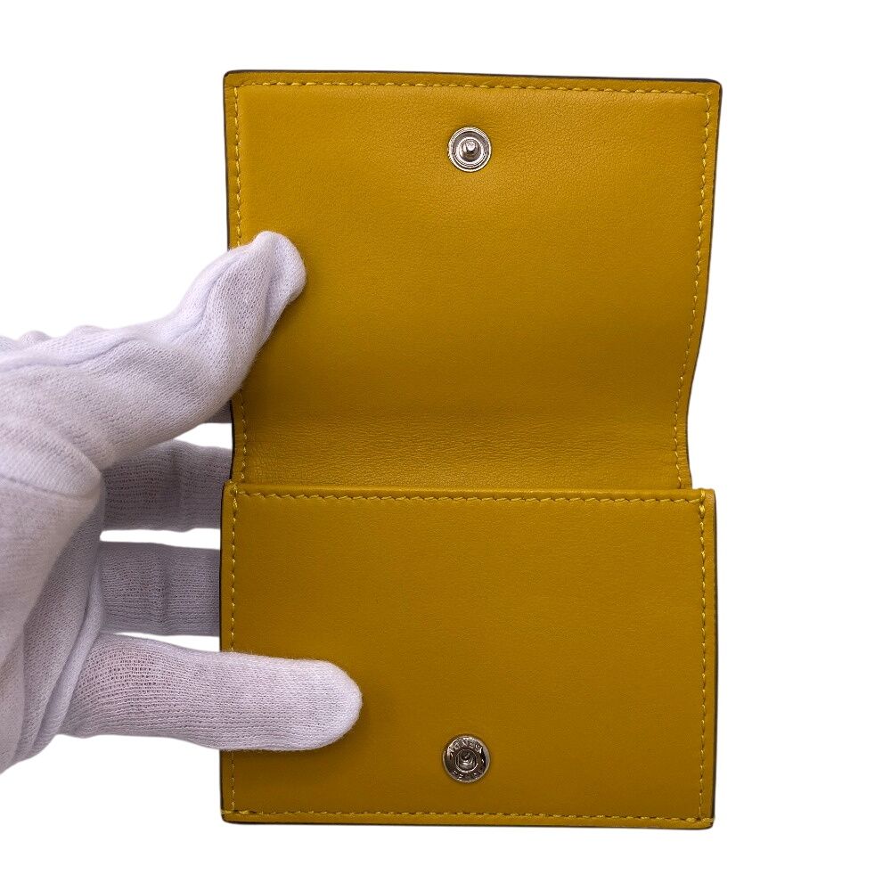 Fendi Compact Wallet FF Logo Leather Trifold Yellow — view 7