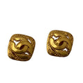 Chanel Diamond CC Logo Earrings Gold