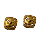 Chanel Diamond CC Logo Earrings Gold