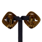Chanel Diamond CC Logo Earrings Gold — view 6