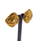 Chanel Diamond CC Logo Earrings Gold — view 5