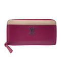 Louis Vuitton Zippy LV Logo Lockme Leather Wallet Winered