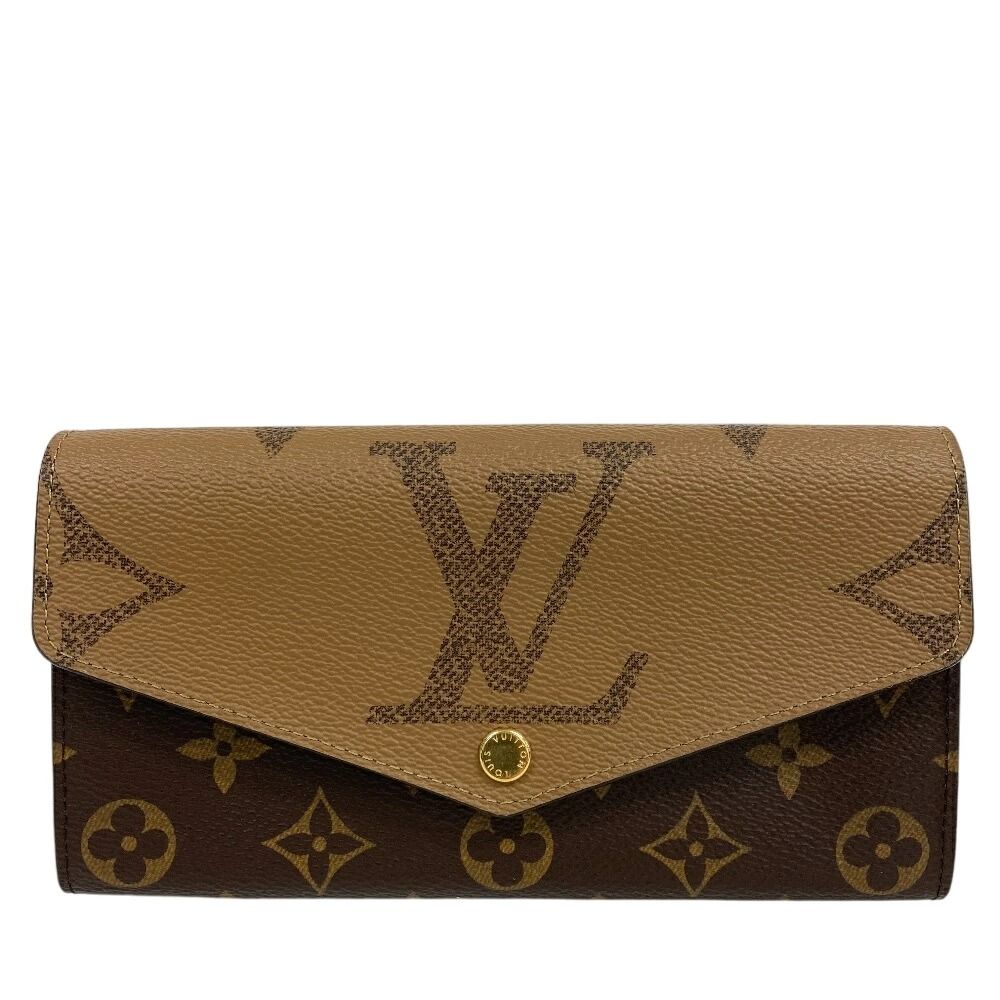 Louis Vuitton Portofui Sarah Monogram Giant Reverse Leather Wallet Brown