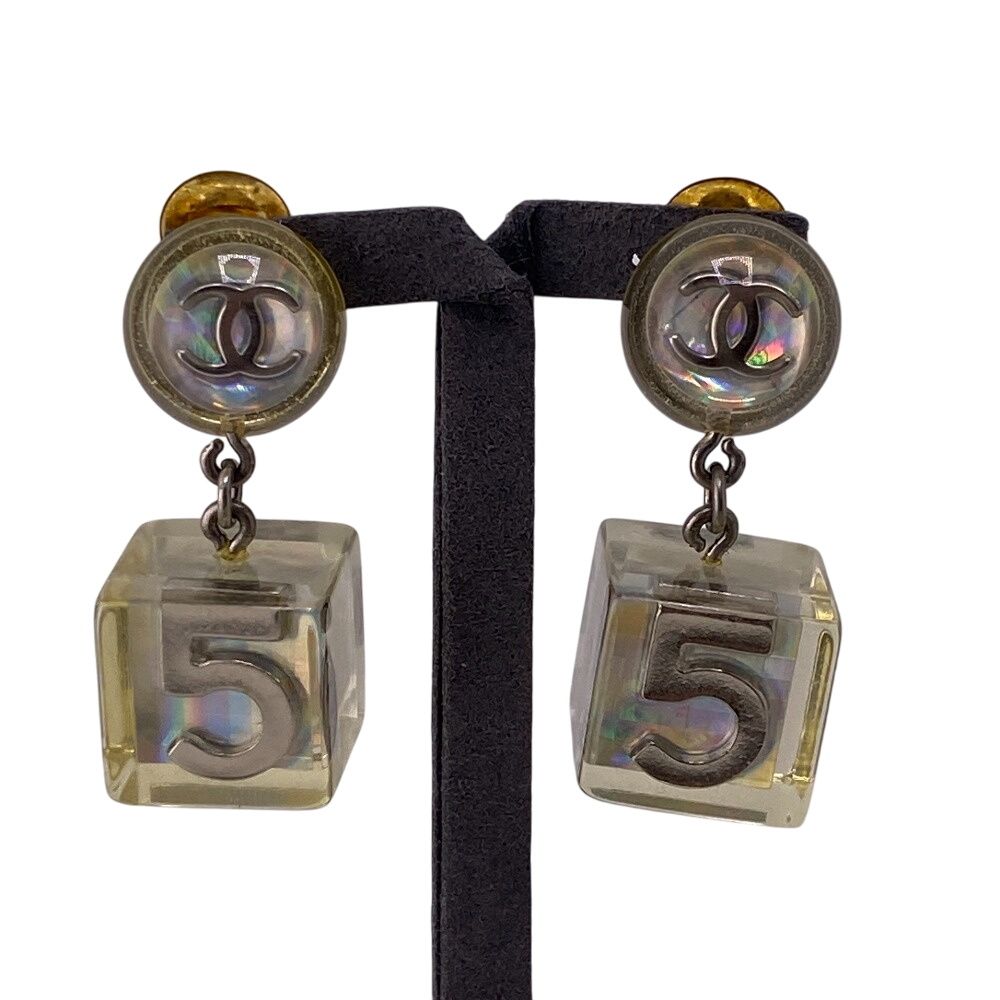 Chanel CC Logo Earrings Silver — view 2