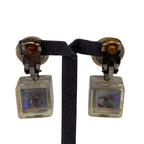 Chanel CC Logo Earrings Silver — view 4