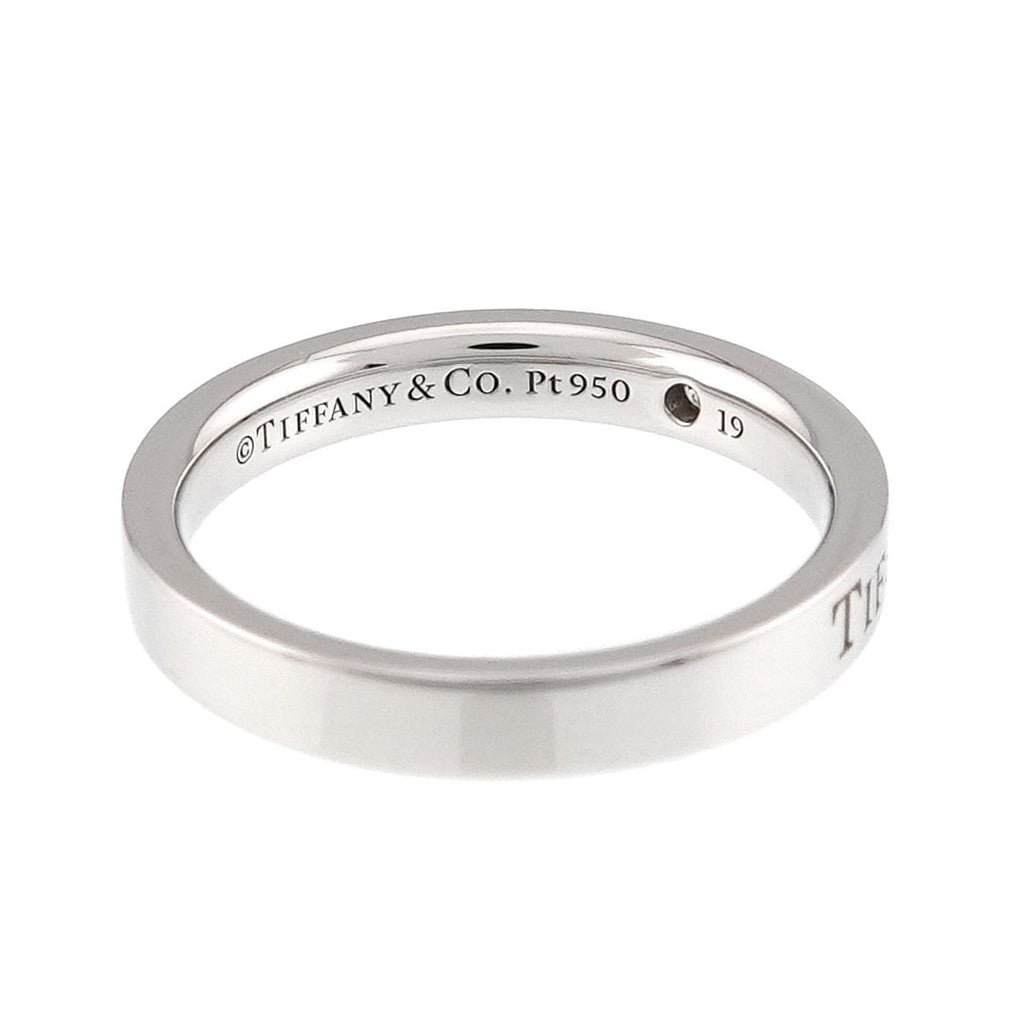 Tiffany & Co Logo Band Ring Diamond Pt Platinum — view 3