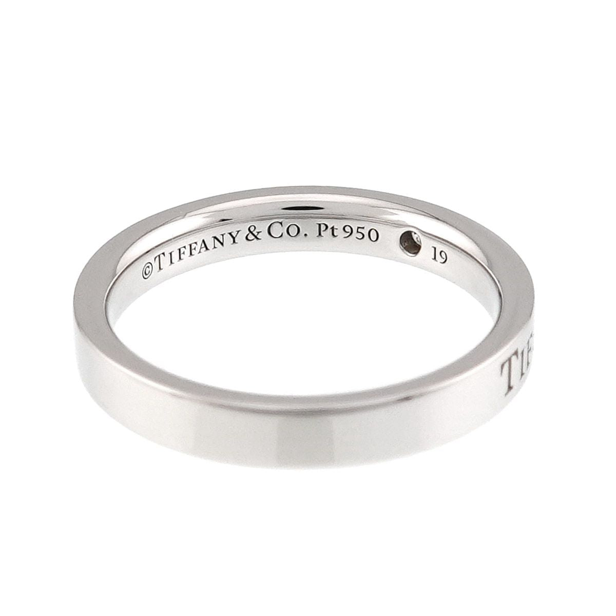 Tiffany & Co Logo Band Ring Diamond Pt Platinum — view 3