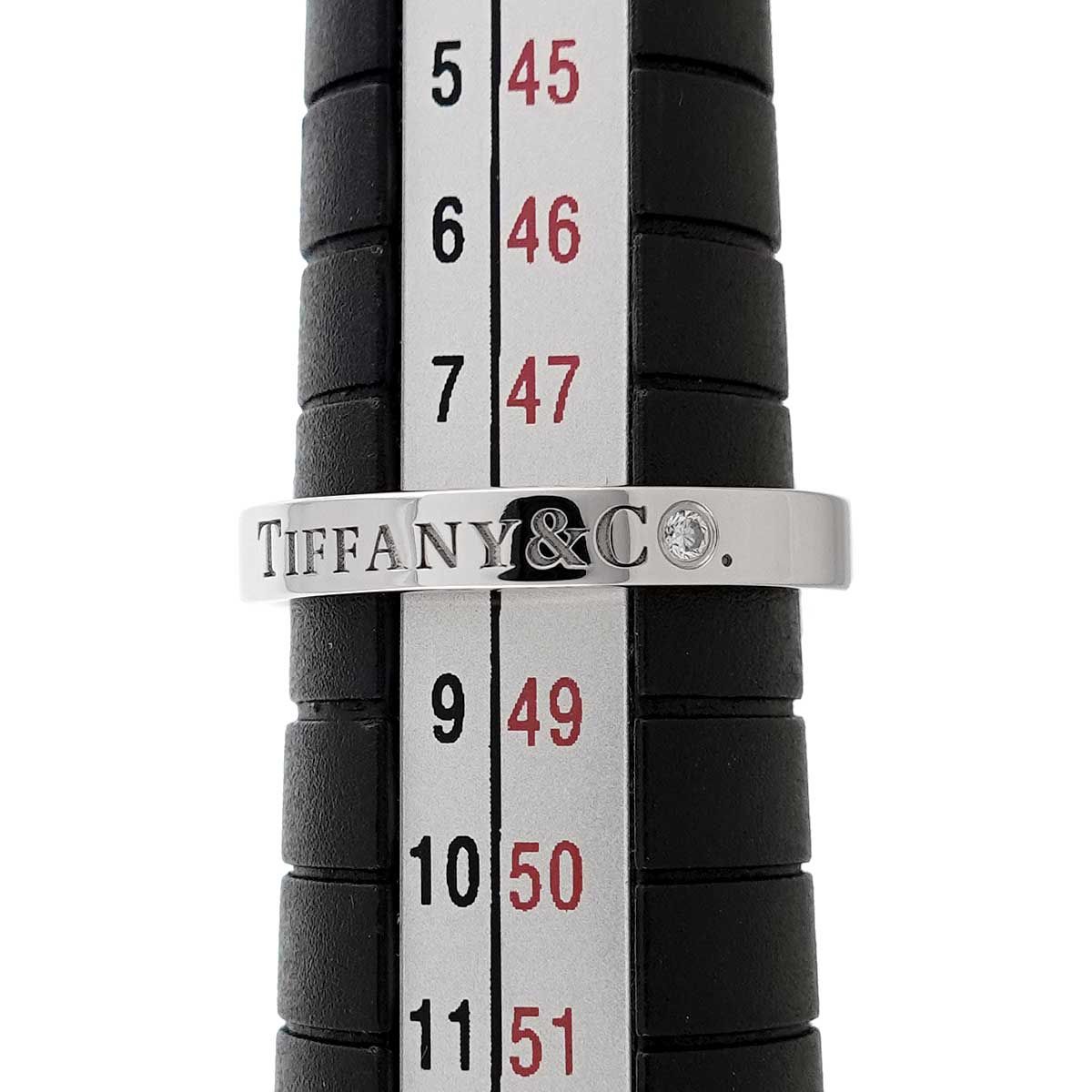 Tiffany & Co Logo Band Ring Diamond Pt Platinum — view 5