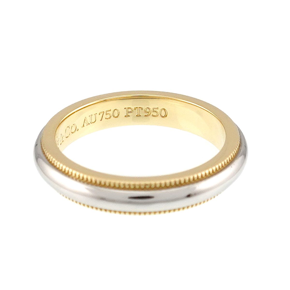 Tiffany & Co Milgrain Band Ring Platinum Pt 18k YG 750 — view 4