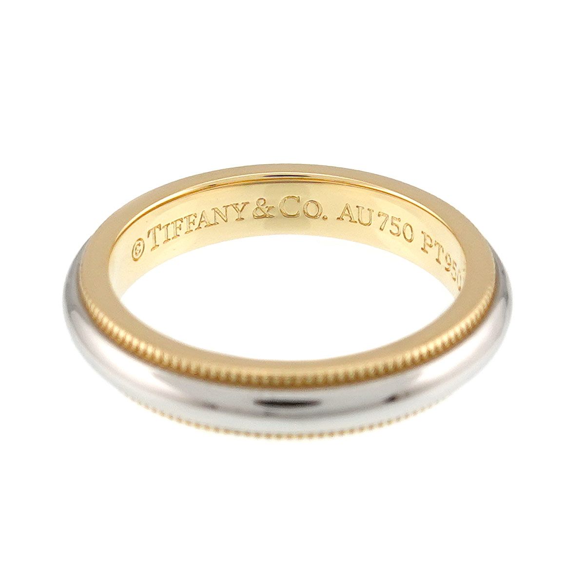 Tiffany & Co Milgrain Band Ring Platinum Pt 18k YG 750 — view 3