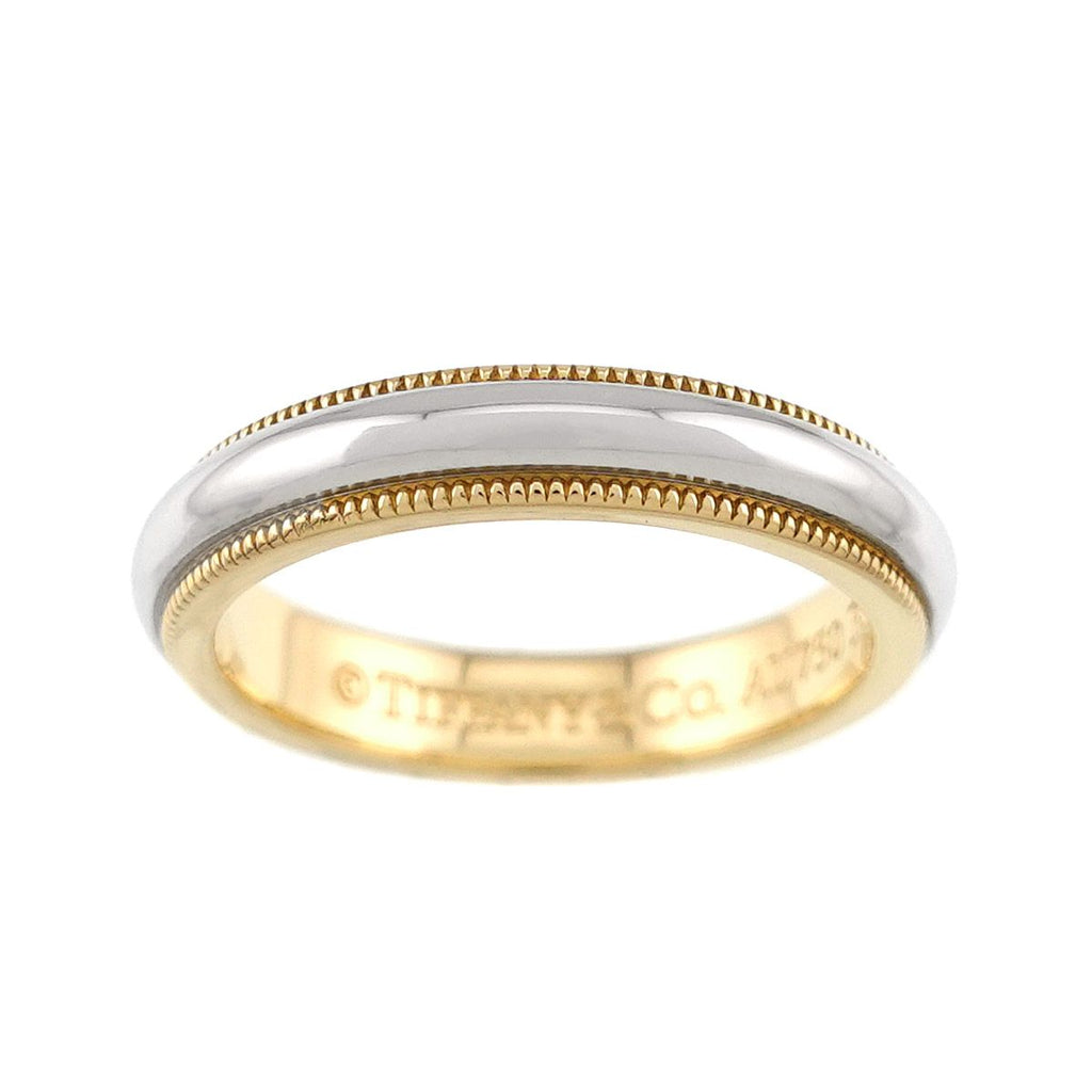 Tiffany & Co Milgrain Band Ring Platinum Pt 18k YG 750 — view 2