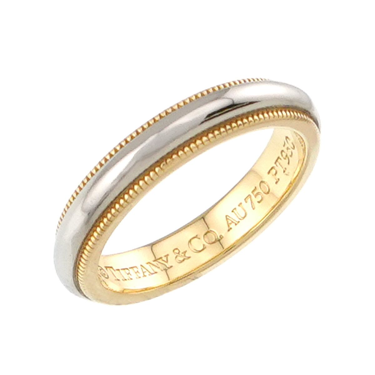 Tiffany & Co Milgrain Band Ring Platinum Pt 18k YG 750 — view 5