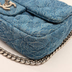 Chanel Shoulder Bag Mini Quilted Denim Heart Camellia CC Logo Turnlock Chain — view 8