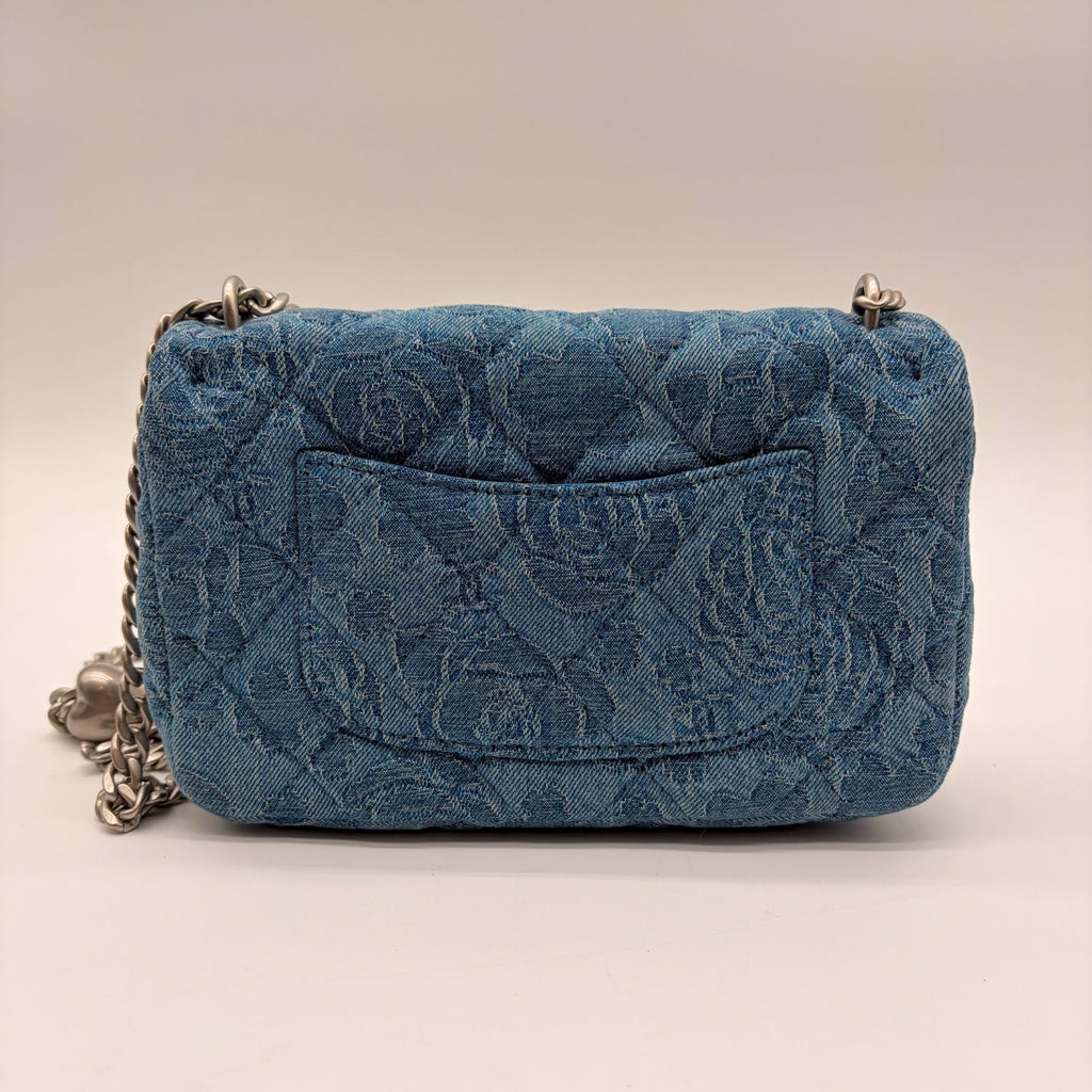Chanel Shoulder Bag Mini Quilted Denim Heart Camellia CC Logo Turnlock Chain — view 2