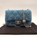 Chanel Shoulder Bag Mini Quilted Denim Heart Camellia CC Logo Turnlock Chain