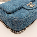 Chanel Shoulder Bag Mini Quilted Denim Heart Camellia CC Logo Turnlock Chain — view 7