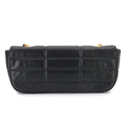 Celine Matelasse Monochrome Chain Shoulder Bag Leather Black Gold — view 3