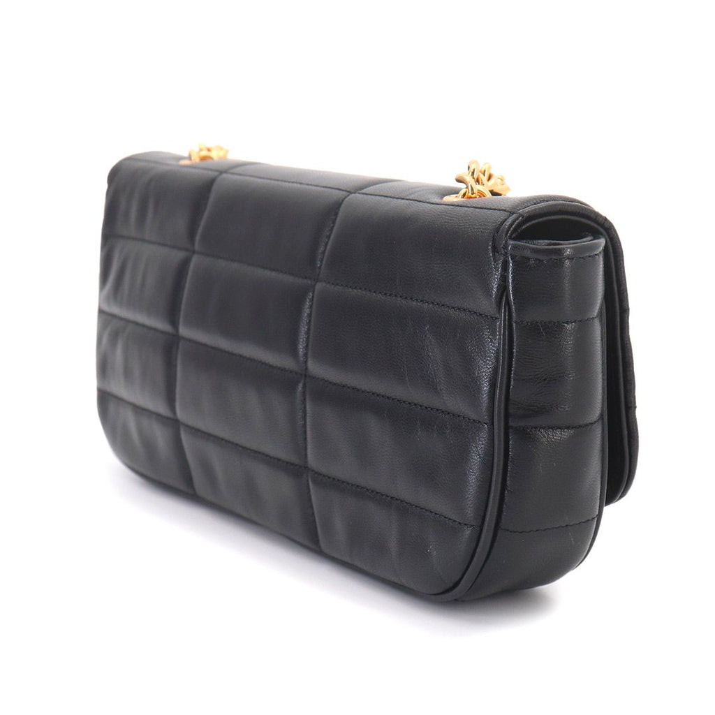 Celine Matelasse Monochrome Chain Shoulder Bag Leather Black Gold — view 4