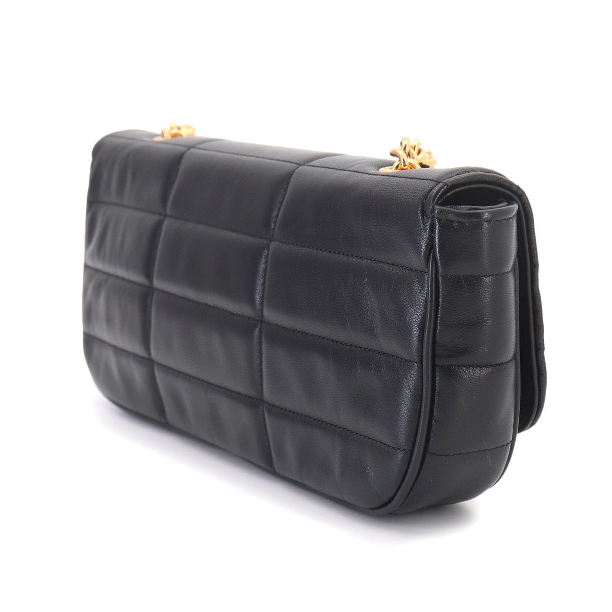 Celine Matelasse Monochrome Chain Shoulder Bag Leather Black Gold — view 4
