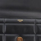 Celine Matelasse Monochrome Chain Shoulder Bag Leather Black Gold — view 8