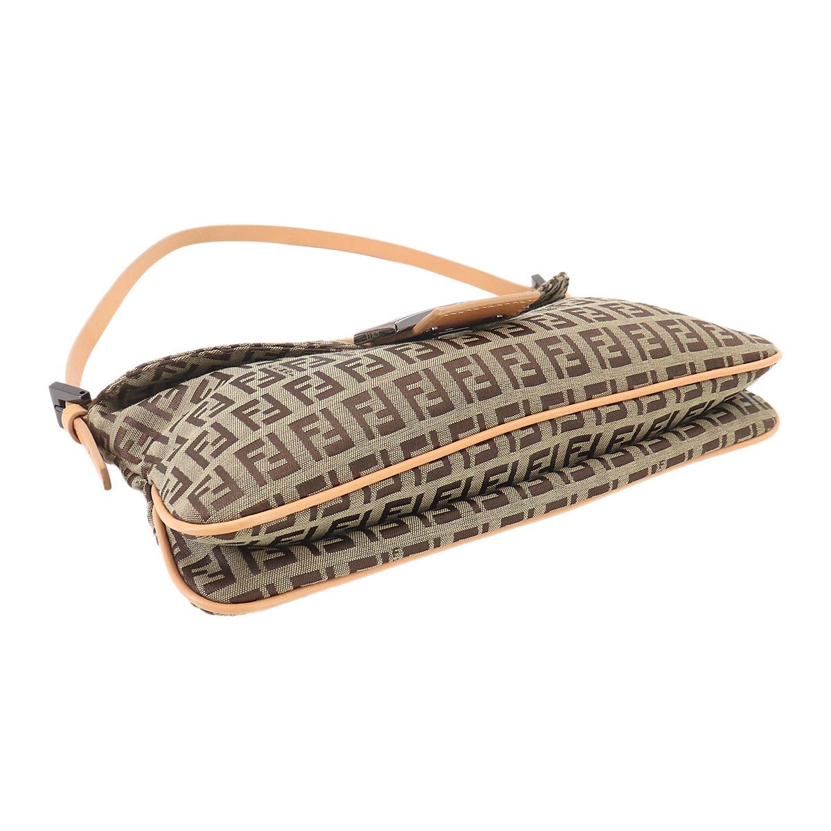 Fendi Zucchino Mamma Bucket Shoulder Bag Canvas Beige Brown Gunmetal — view 5
