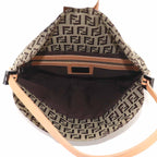 Fendi Zucchino Mamma Bucket Shoulder Bag Canvas Beige Brown Gunmetal — view 7