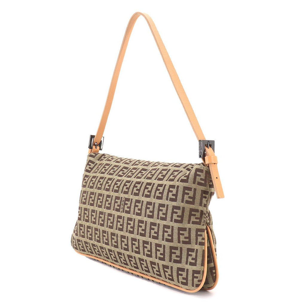 Fendi Zucchino Mamma Bucket Shoulder Bag Canvas Beige Brown Gunmetal — view 4