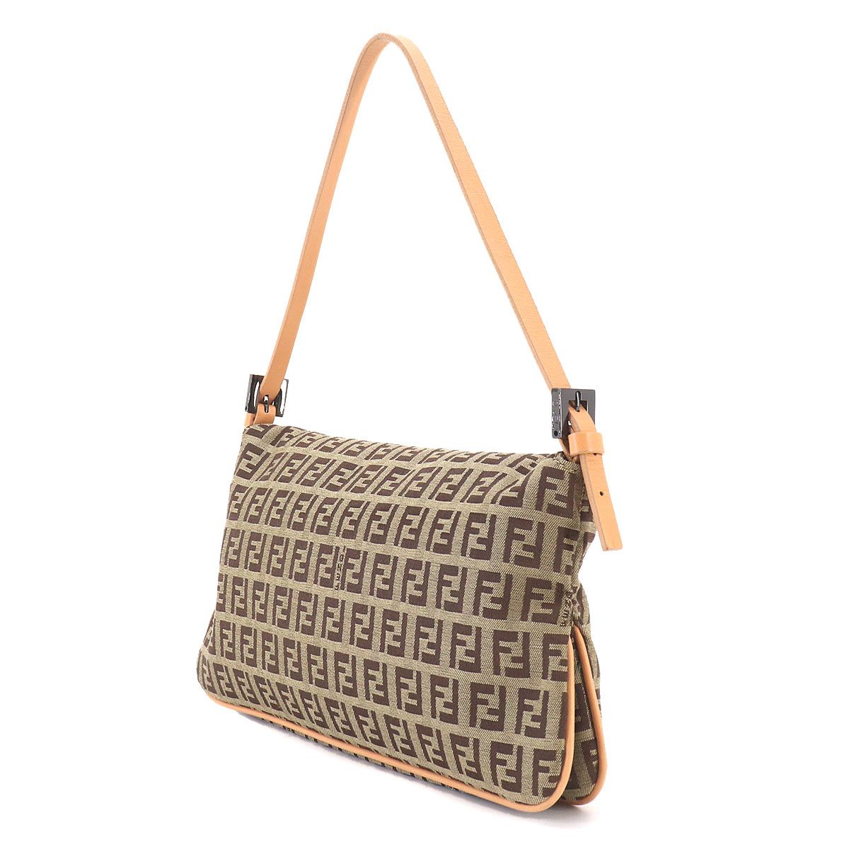 Fendi Zucchino Mamma Bucket Shoulder Bag Canvas Beige Brown Gunmetal — view 4