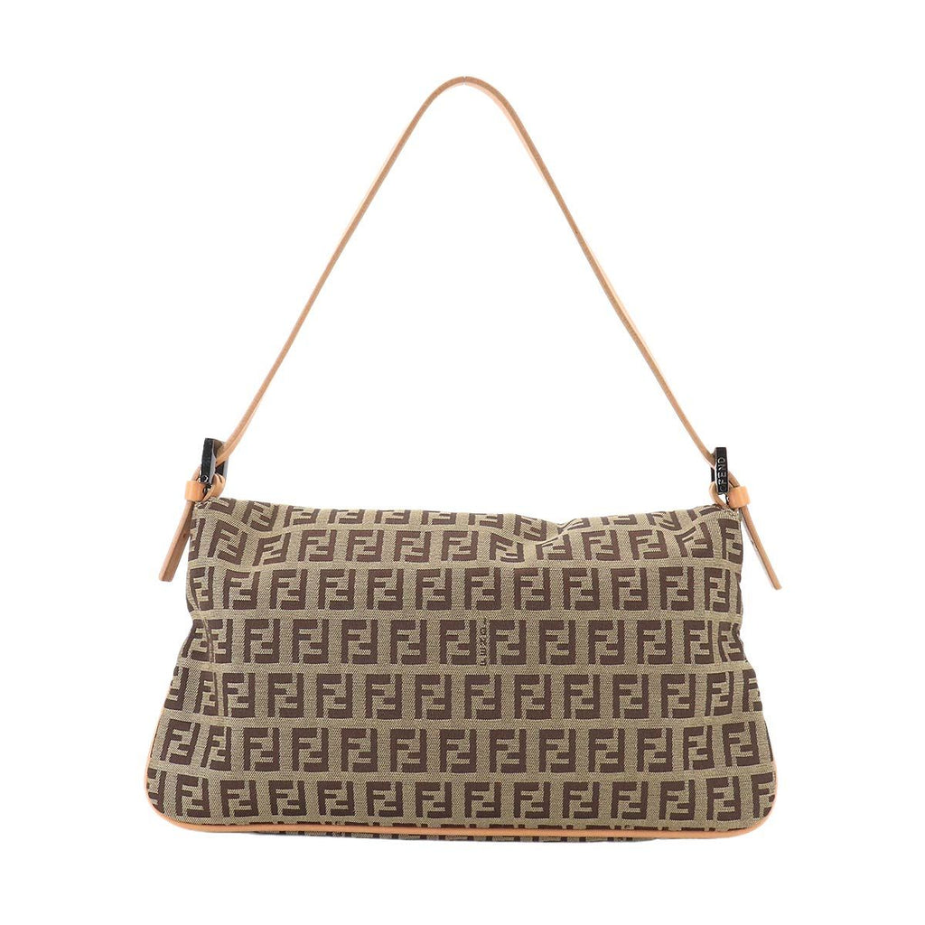 Fendi Zucchino Mamma Bucket Shoulder Bag Canvas Beige Brown Gunmetal — view 3