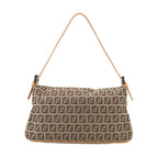 Fendi Zucchino Mamma Bucket Shoulder Bag Canvas Beige Brown Gunmetal — view 3