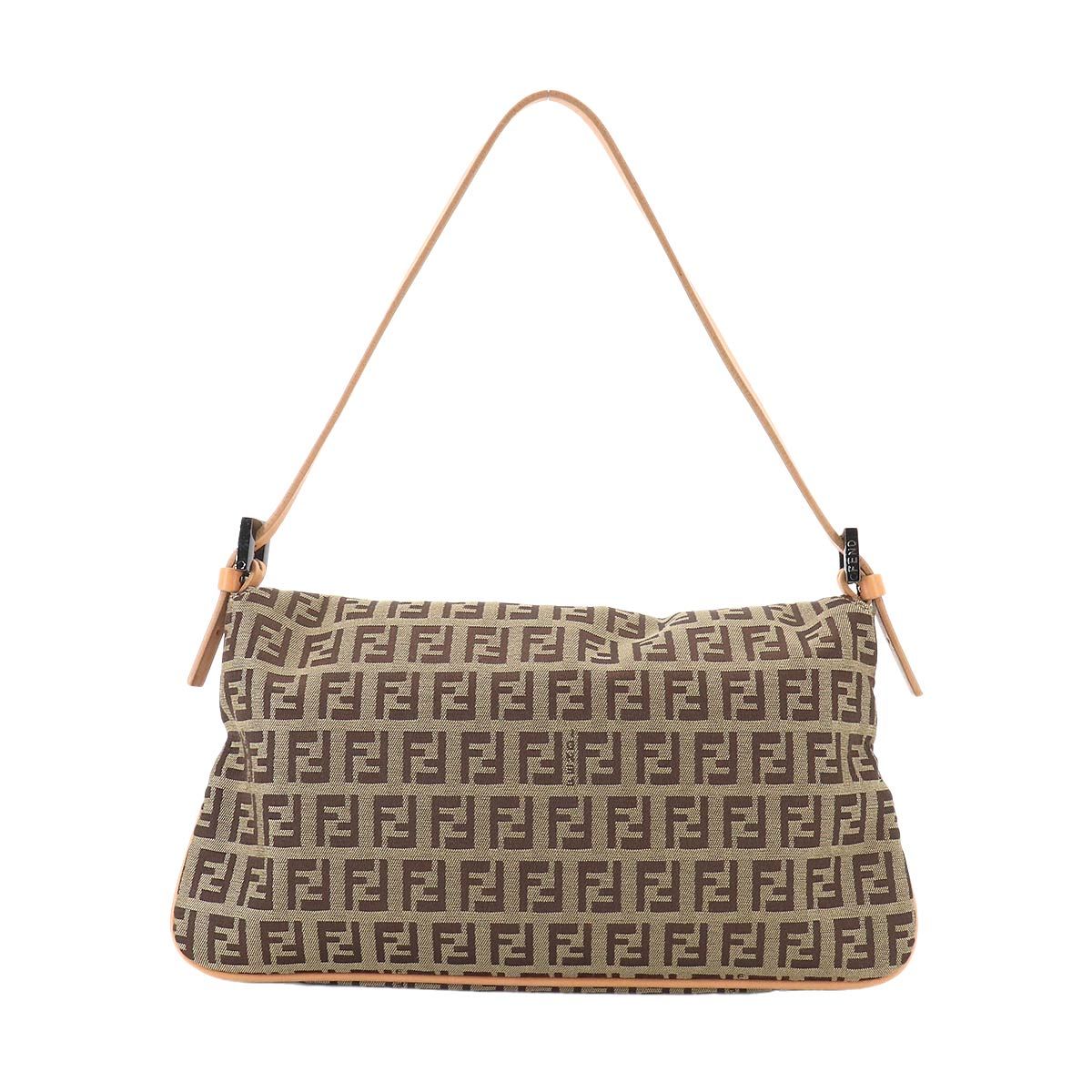 Fendi Zucchino Mamma Bucket Shoulder Bag Canvas Beige Brown Gunmetal — view 3