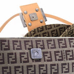 Fendi Zucchino Mamma Bucket Shoulder Bag Canvas Beige Brown Gunmetal — view 9