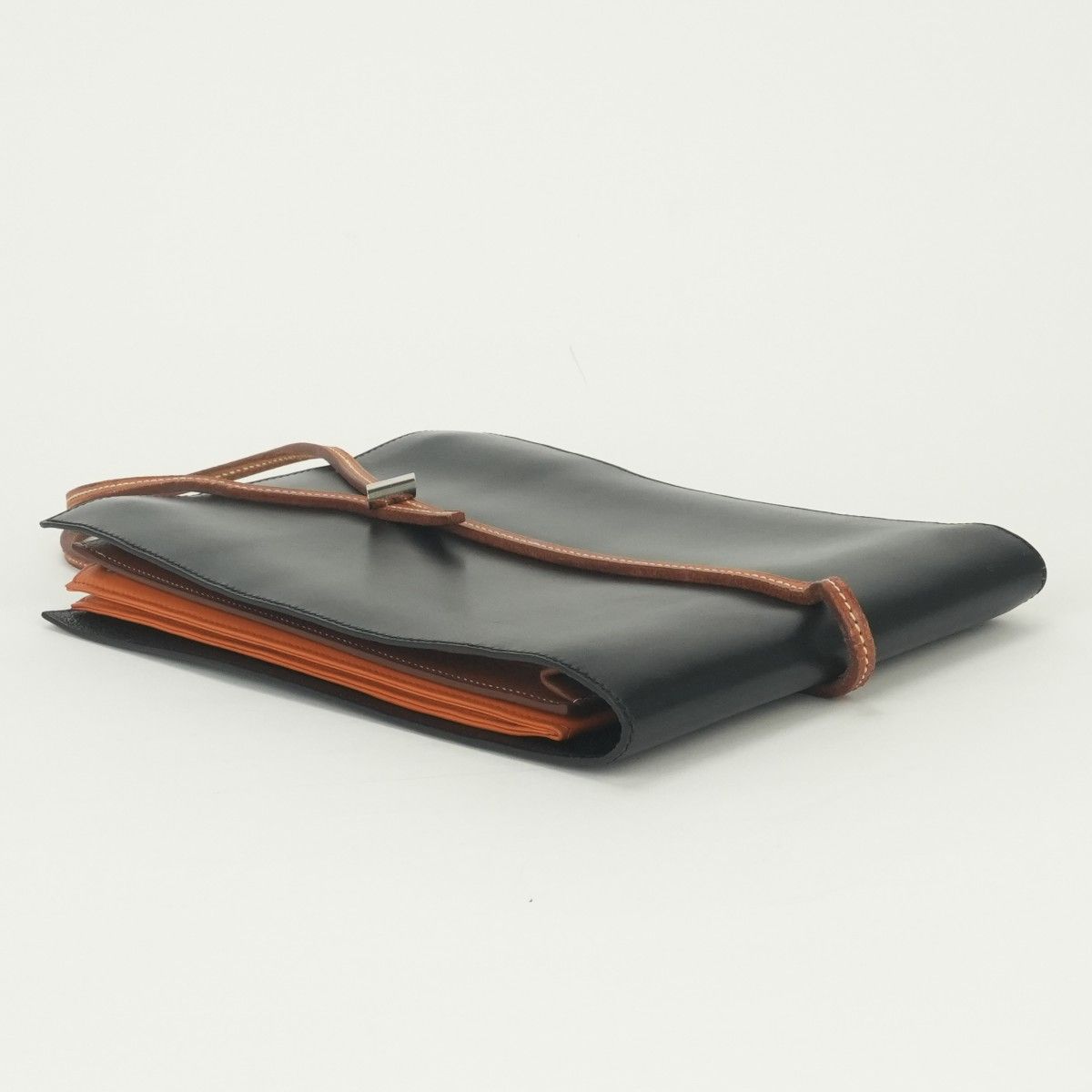 Hermes Jerboise Tote Box Calf Noir Black Brown Orange Silver — view 6