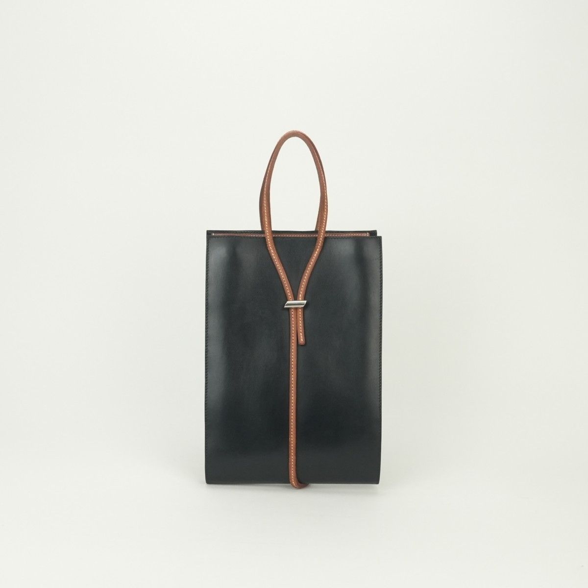 Hermes Jerboise Tote Box Calf Noir Black Brown Orange Silver — view 3