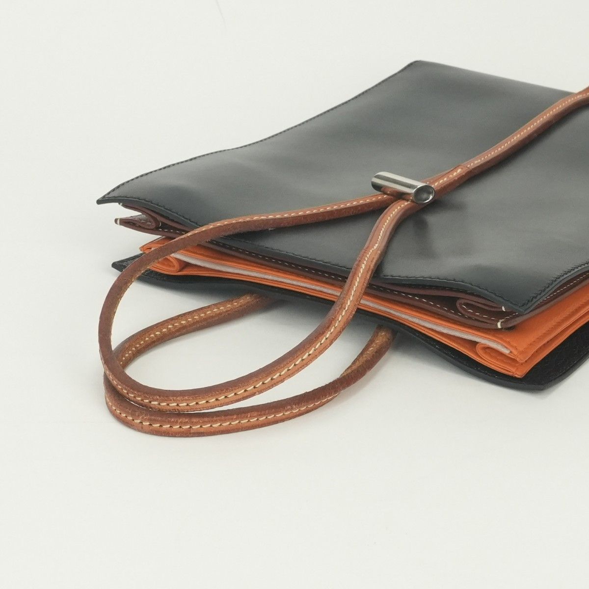 Hermes Jerboise Tote Box Calf Noir Black Brown Orange Silver — view 4