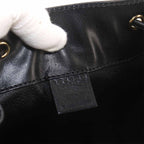 Celine Macadam Drawstring Shoulder Bag Leather Black Brown Gold Vintage — view 7