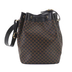 Celine Macadam Drawstring Shoulder Bag Leather Black Brown Gold Vintage — view 2