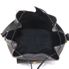 Celine Macadam Drawstring Shoulder Bag Leather Black Brown Gold Vintage — view 6