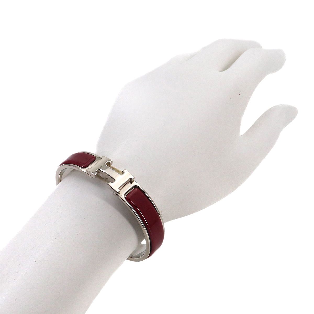Hermes Clic PM Bangle Red Silver Bracelet — view 6