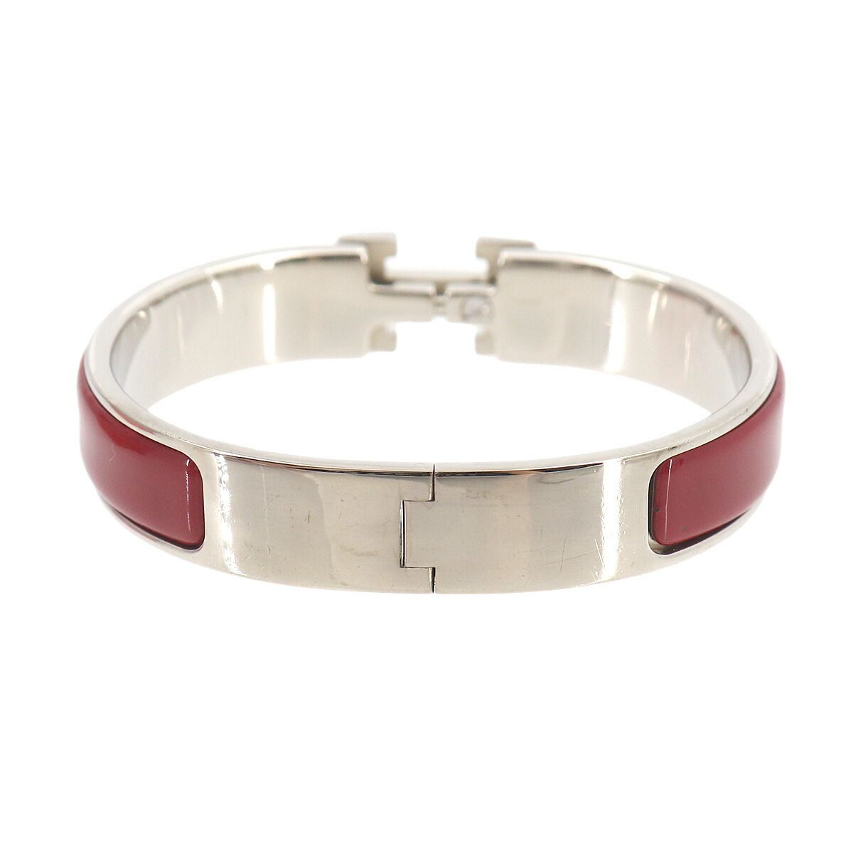 Hermes Clic PM Bangle Red Silver Bracelet — view 2