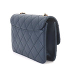 Chanel Beauty Lock Chain Shoulder Bag Leather Navy Gold — view 3