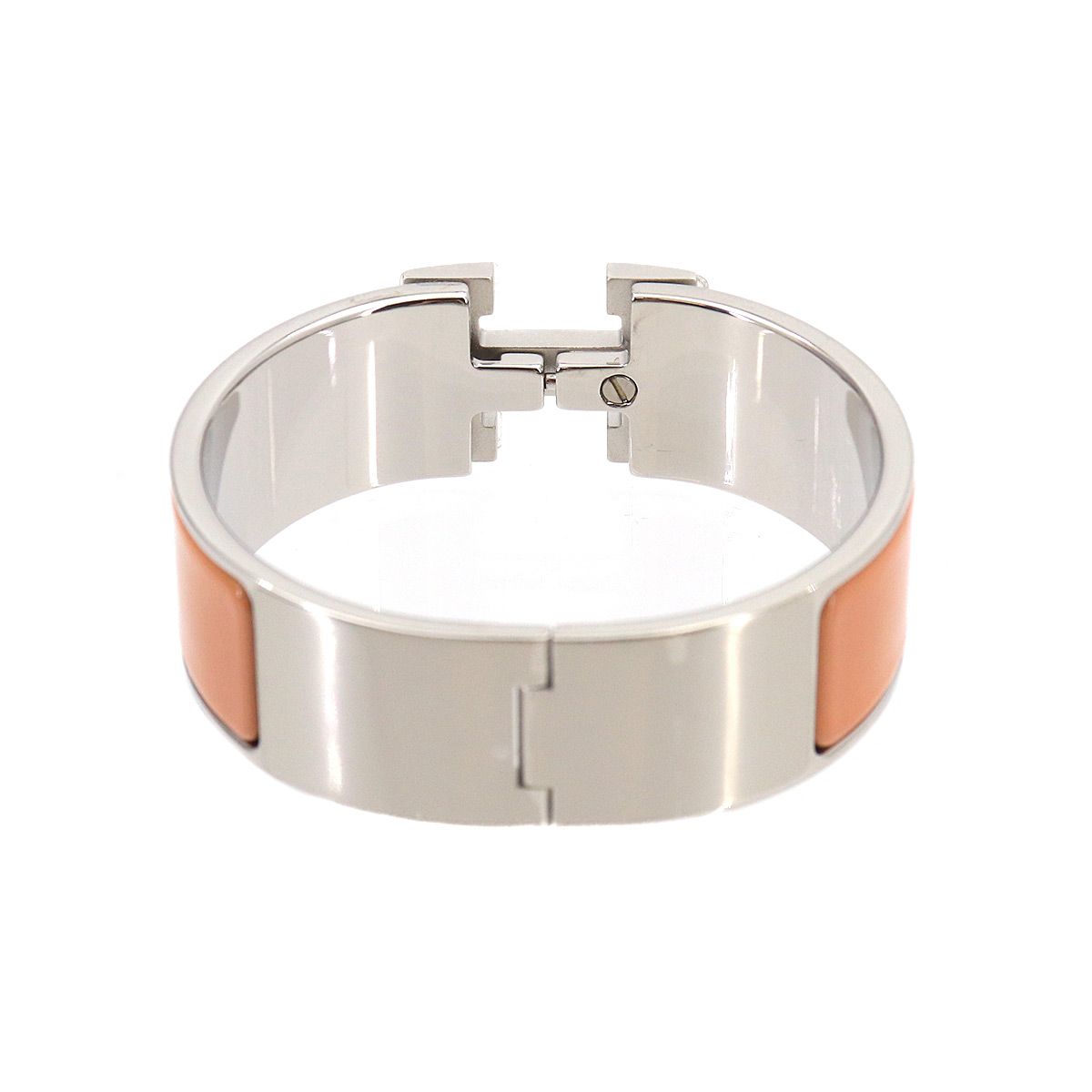 Hermes Clic Clac GM Bangle Orange Mandarin Silver Bracelet — view 2