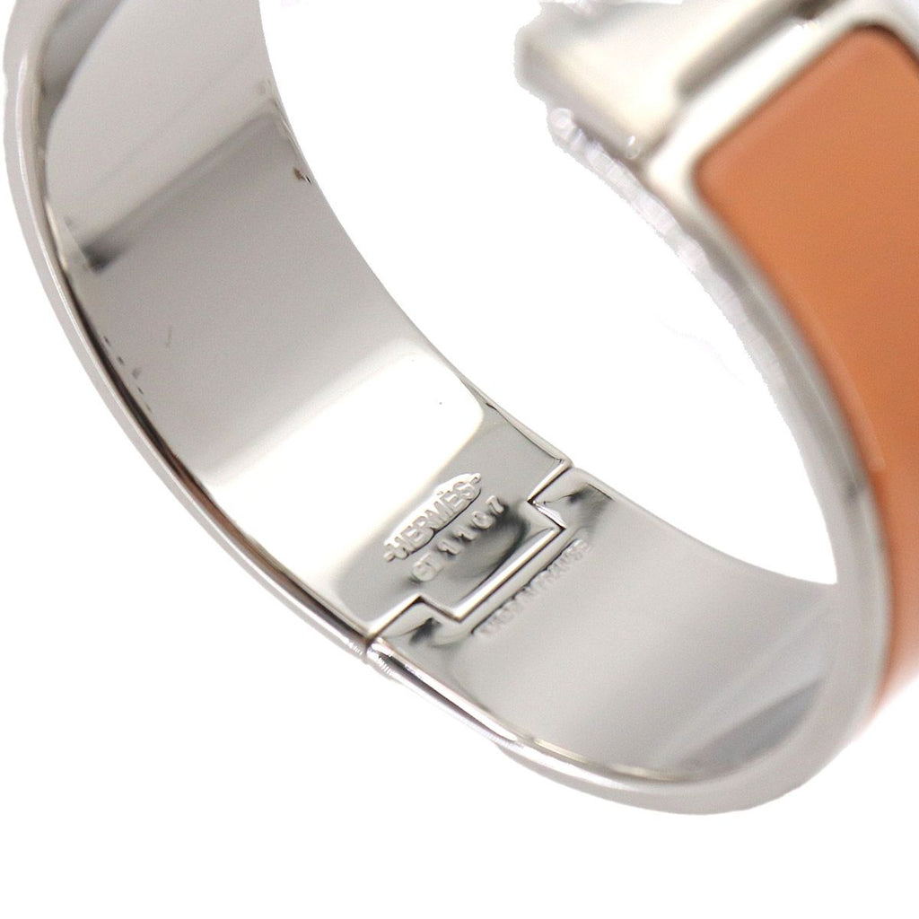 Hermes Clic Clac GM Bangle Orange Mandarin Silver Bracelet — view 4