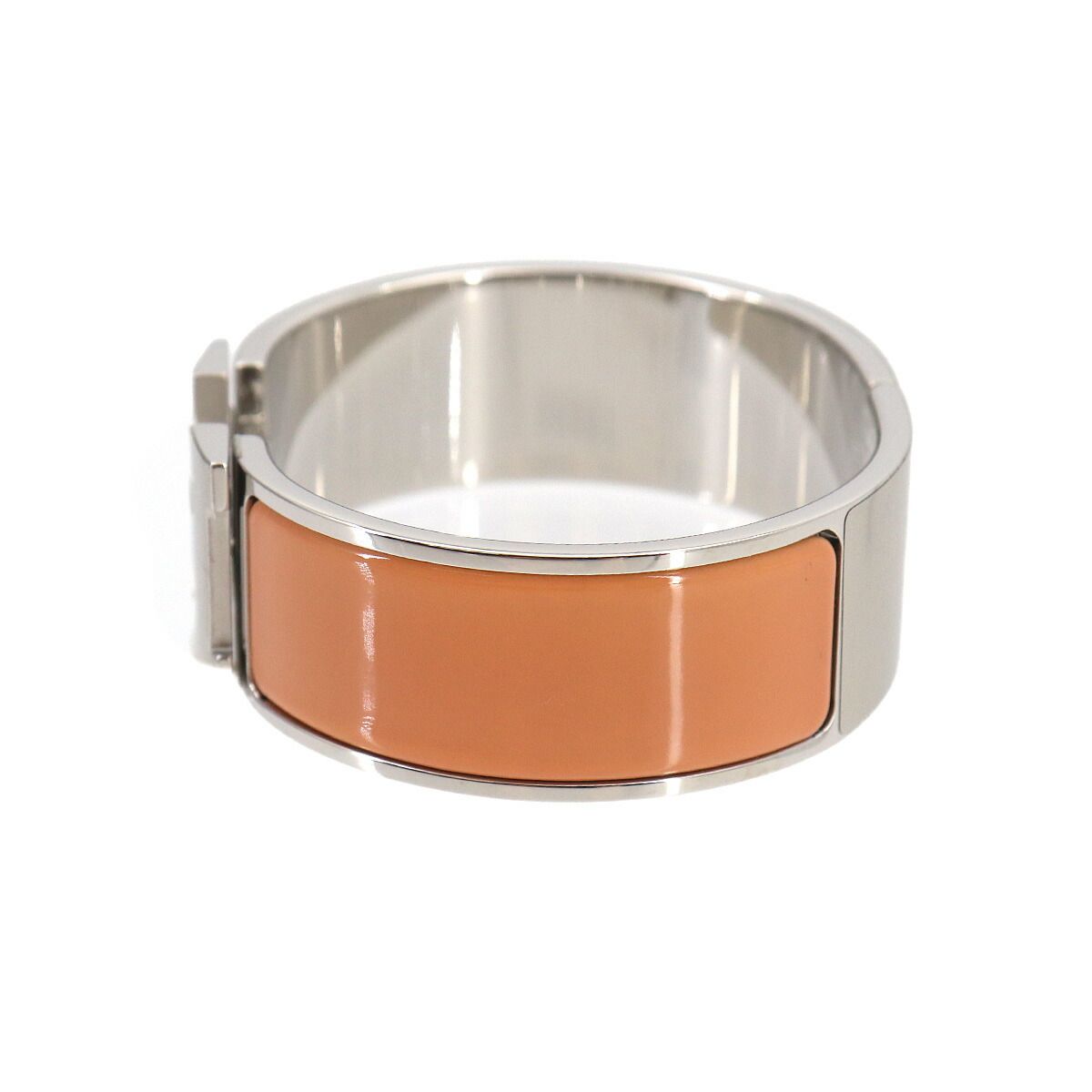Hermes Clic Clac GM Bangle Orange Mandarin Silver Bracelet — view 3
