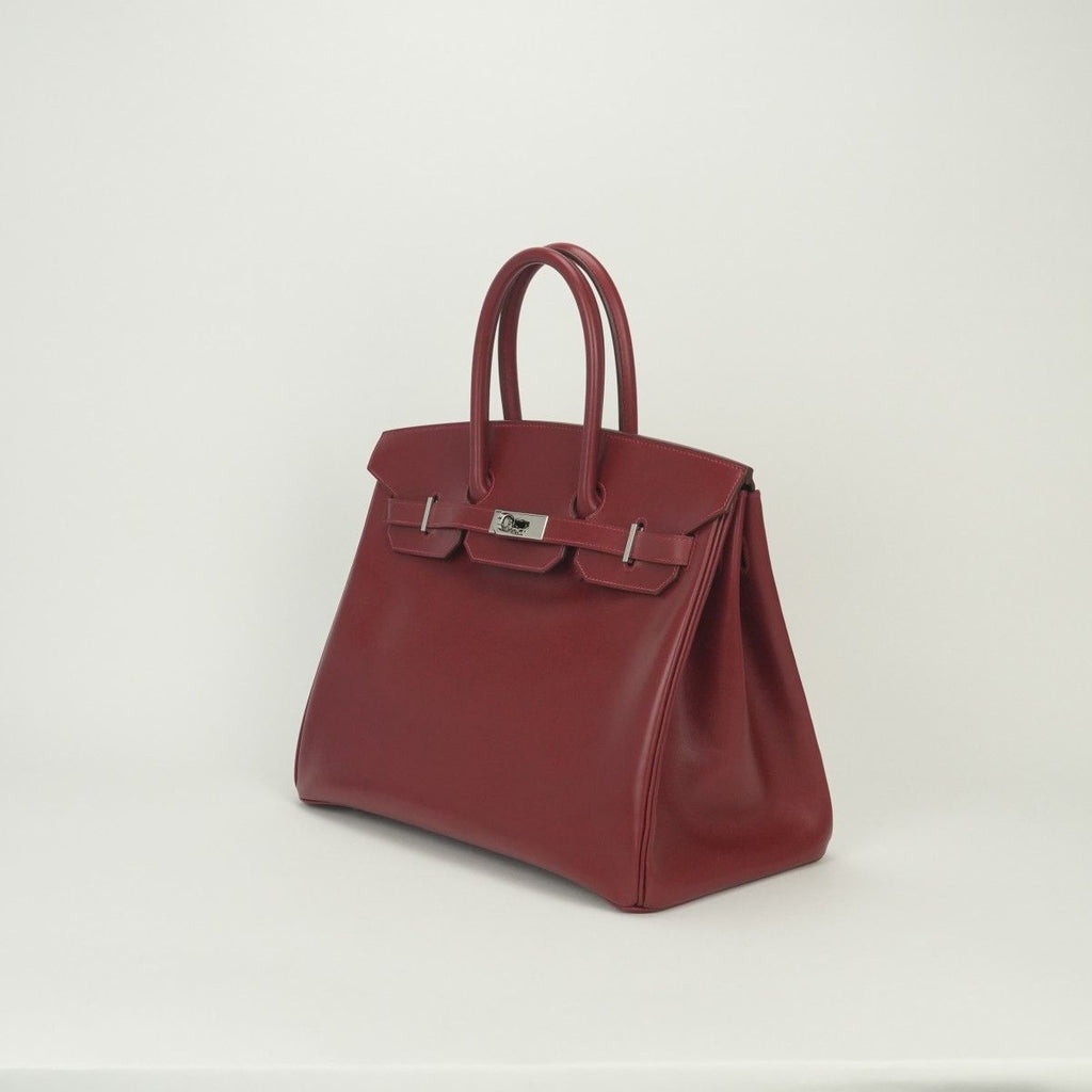 Hermes Birkin 35 Tote Box Calf Rouge Vif Rougevif Red Silver — view 2